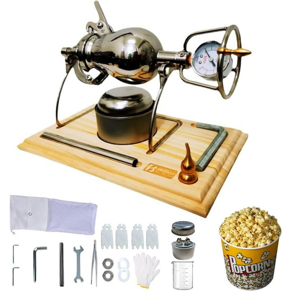 Hand Popcorn Maker Popcorn Machine Hand Popcorn Cannon 304 Stainless Steel Popcorn Machine Home Retro High Pressure Popcorn Maker, Puffed Rice Maker for Home Party (400ml)