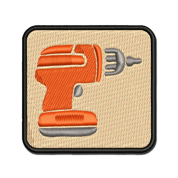 Hand Power Drill Craftsman Tool Applique Multi-Color Embroidered Iron-On Patch - 3 Inch Medium