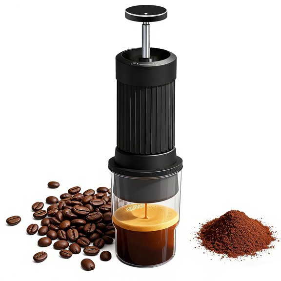Hand Press Espresso Maker 3 in 1 Combines Press Espresso Extraction 9 Bar Travel Coffee Maker All-aluminum Alloy Body with Double-layer 304 Filtration Suitable for Home Camping Travel Office Y101