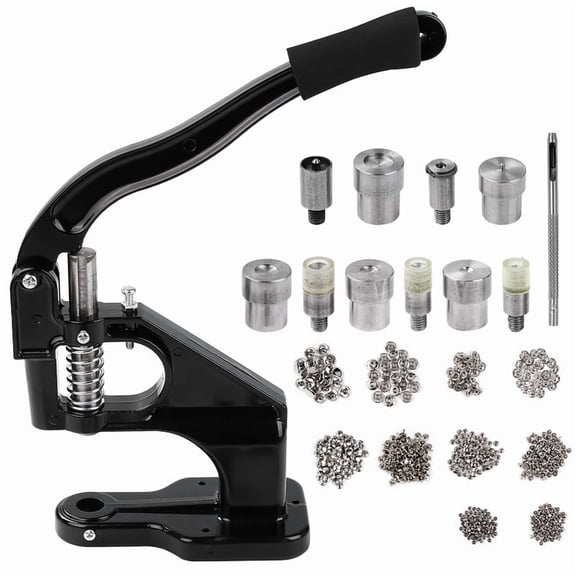 Hand Press Machine SetSuitable For Fabrics, Leather, Banners, And DIY Projects, Including 3 Sizes Of Rivet Molds (6mm, 8mm, 10mm)