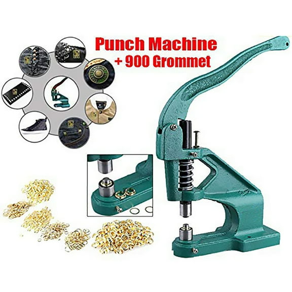 Hand Press Punch Machine Set with 900Pcs Eyelets Grommet Rivets Fasteners 6mm/10mm/12mm