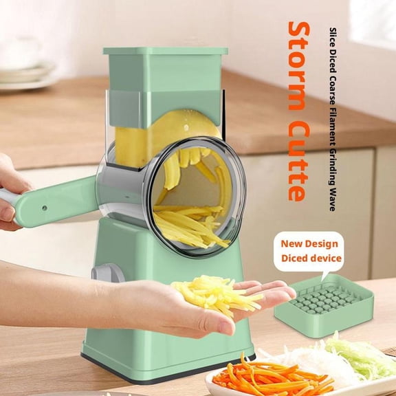 Hand-Press Vegetable Chopper, Food-Grade Plastic, 5.27 in Tall, Chops and Grates Hassle-Free, Great for Dicing Potatoes and Carrots