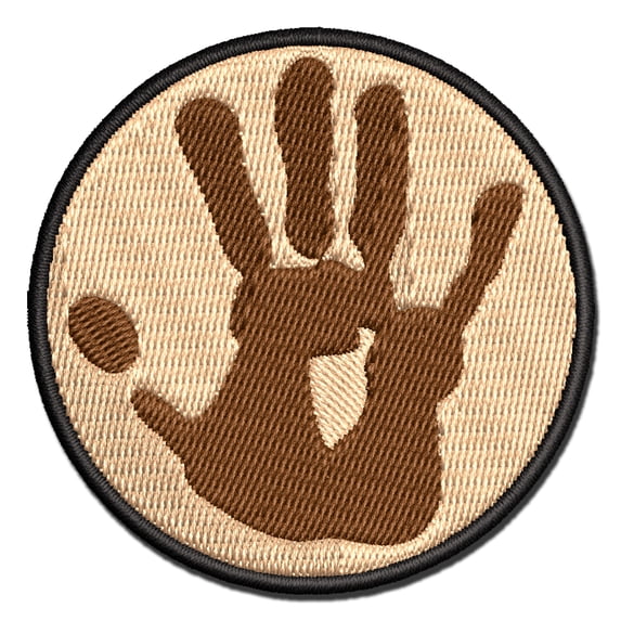 Hand Print Applique Multi-Color Embroidered Hook & Loop Patch - 2.0 Inch Mini