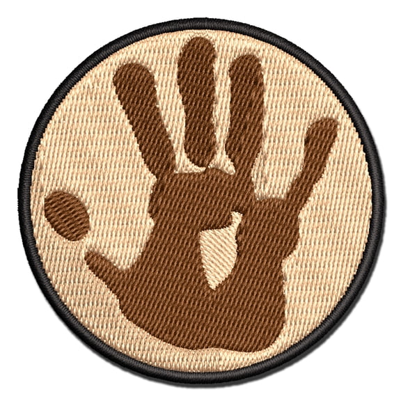 Hand Print Applique Multi-Color Embroidered Hook & Loop Patch - 2.5 Inch Small