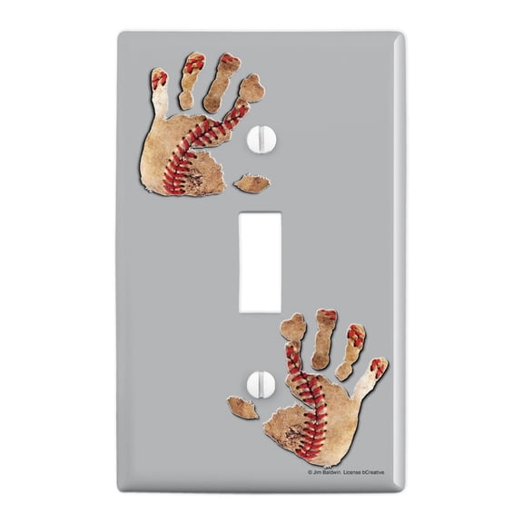 Hand Print Baseball Get a Grip Plastic Wall Decor Toggle Light Switch Plate Cover