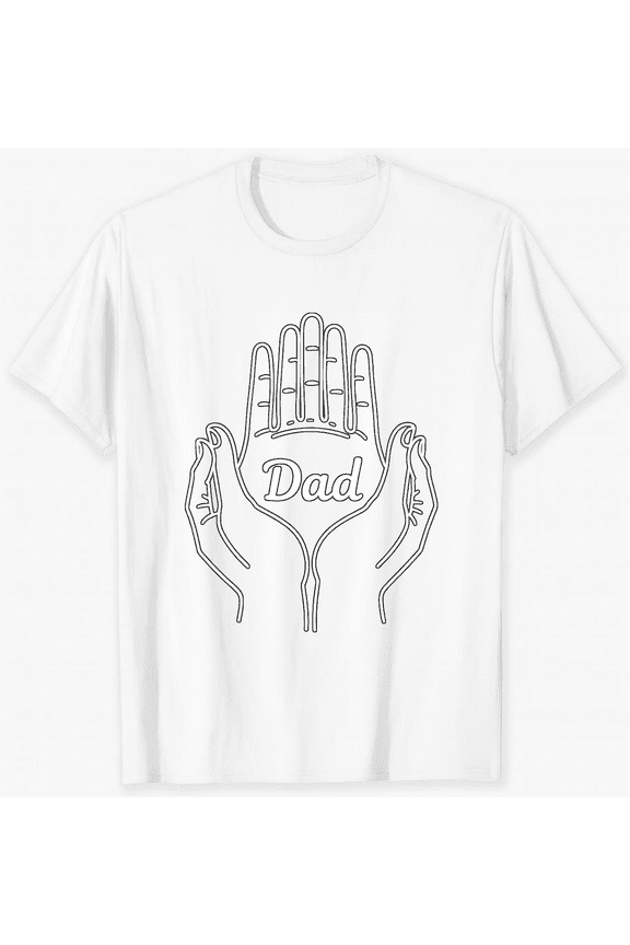 Hand Print Dad Design Graphic Tee Short Sleeve T-Shirt For Women Men Casual Wear Summer Gift For Fathers Day