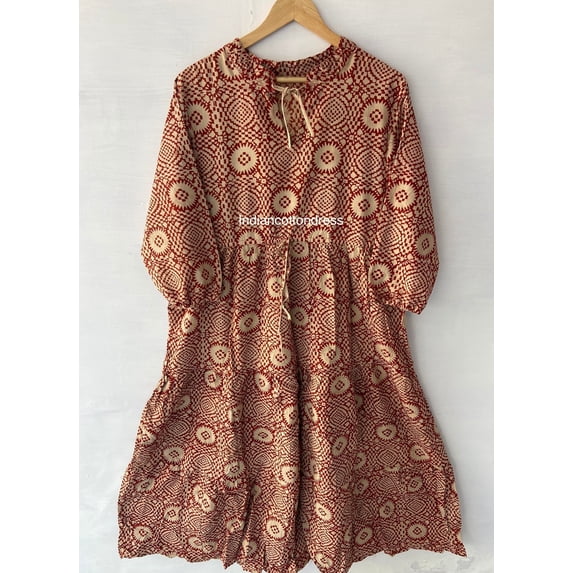 Hand Print Dress,Cotton Dress,Block Print Dress,Cotton Block Dress,Women Dress,Floral Summer Dress