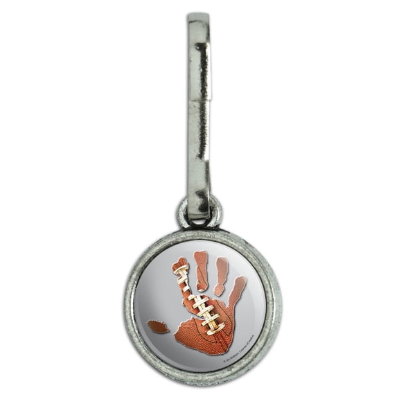 Hand Print Football Get a Grip Antiqued Charm Clothes Purse Suitcase Backpack Zipper Pull Aid