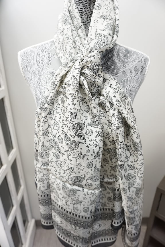 Hand Printed Indian 100% Silk Scarf, Wrap, Throw, Shawl Organic