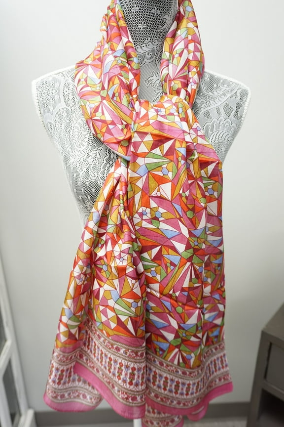 Hand Printed Indian 100% Silk Scarf, Wrap, Throw, Shawl Organic