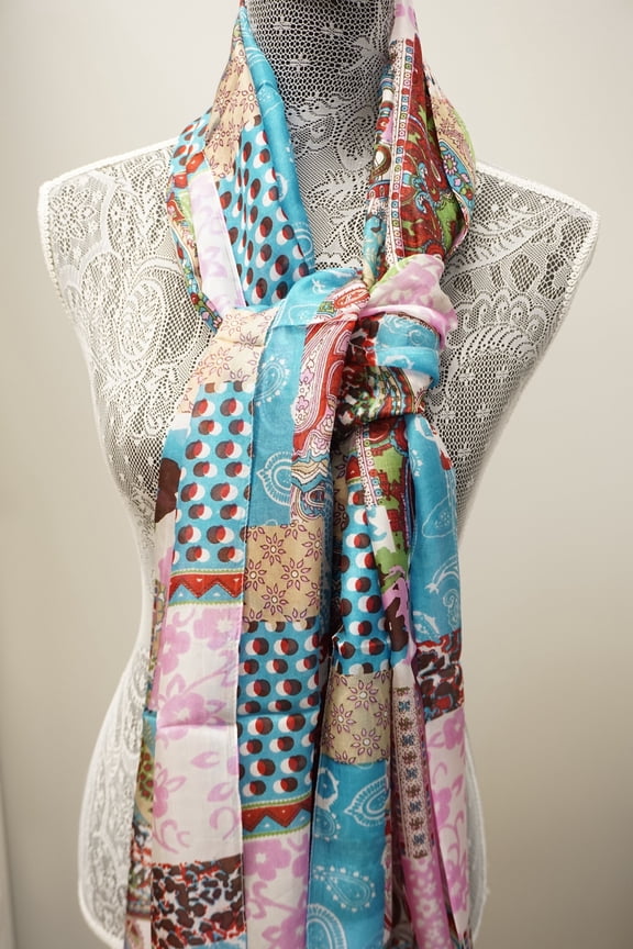 Hand Printed Indian 100% Silk Scarf, Wrap, Throw, Shawl Organic