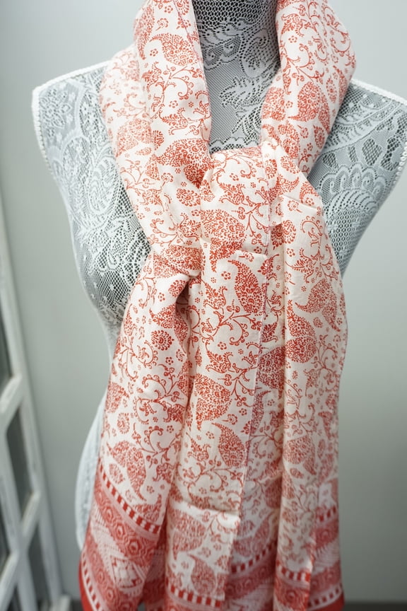 Hand Printed Indian 100% Silk Scarf, Wrap, Throw, Shawl Organic