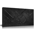 thumbnail image 1 of Large Hand Painted Black 3D Textured Abstract Wall Art, Minimalist Diagonal Line Raised Impasto Oil Painting Picture, 40x20 Inch Canvas Wall Decor for Living Room Bedroom Hallway Office, 1 of 9