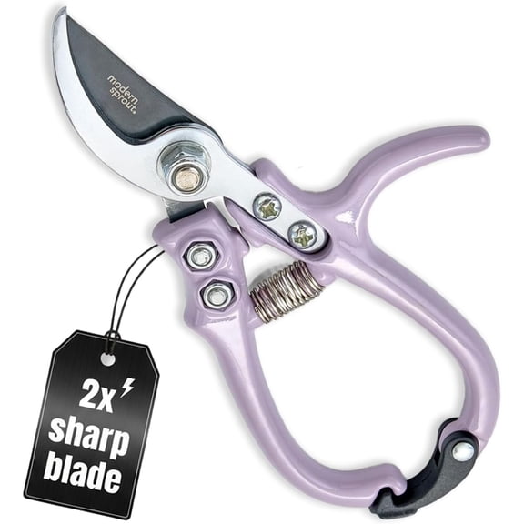 Hand Pruners - Lightweight Pruning She W/Easy Lock- -Bypass Sharp Carbon Steel Blade- Rust Resistant- Garden Tools- Reusable Holster- Gift for Mother's Day-Lavender