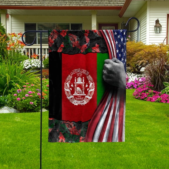 Hand Pulling American Flag Afghanistan American Flag Afghan Root Patriot Garden Flag (11.5x17.5) Double Sided-USA Flags Premium Polyester-Decorative Indoor Outdoor Flag