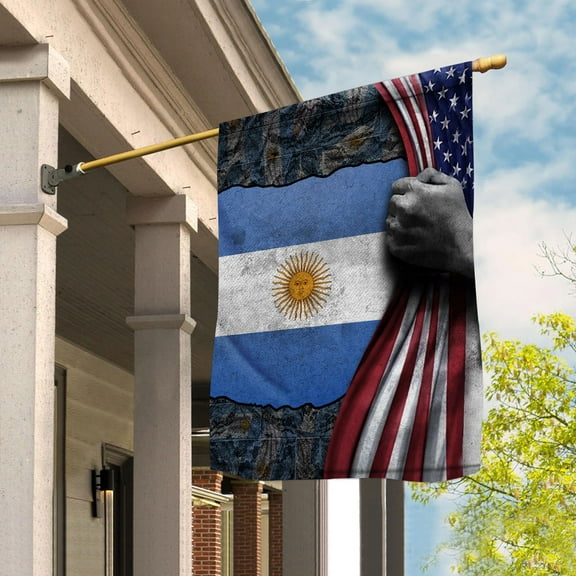 Hand Pulling American Flag Argentina American Flag Argentine Root Patriot House Flag (29.5x39.5) Double Sided-USA Flags Premium Polyester-Decorative Indoor Outdoor Flag