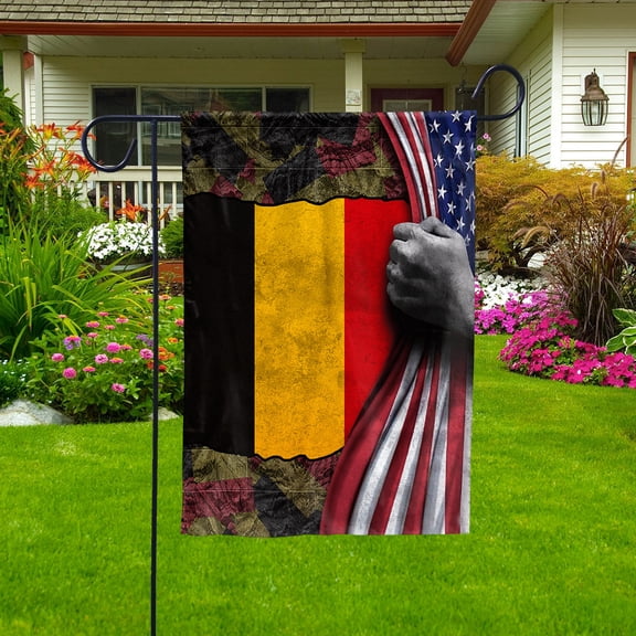Hand Pulling American Flag Belgium American Flag Belgian Root Patriot Garden Flag (11.5x17.5) Double Sided-USA Flags Premium Polyester-Decorative Indoor Outdoor Flag
