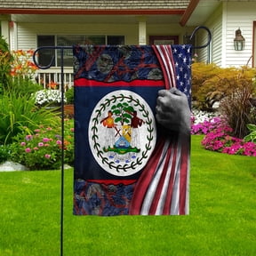 Hand Pulling American Flag Belize Belizean Root Patriot Garden Flag, Double-Sided Decorative Outdoor Flag, Patriotic Polyester Yard Flag 12 x 18 in