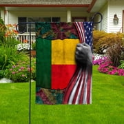Hand Pulling American Flag Benin Beninese Root Patriot Garden Flag, Double-Sided Decorative Outdoor Flag, Patriotic Polyester Yard Flag 12 x 18 in