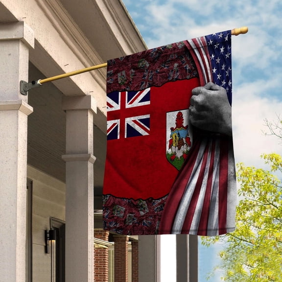 Hand Pulling American Flag Bermuda Bermudan Root Patriot House Flag, Double-Sided Decorative Outdoor Flag, Polyester Yard Flag 29.5 x 39.5 in