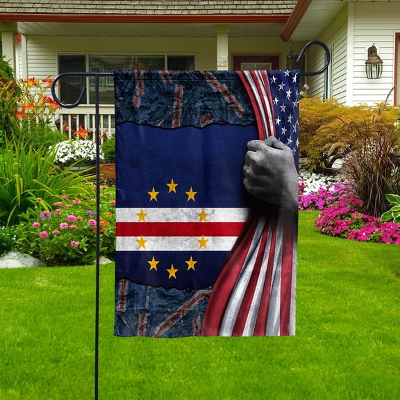 Hand Pulling American Flag Cape Verde American Flag Cape Verdean Root Patriot Garden Flag (11.5x17.5) Double Sided-USA Flags Premium Polyester-Decorative Indoor Outdoor Flag