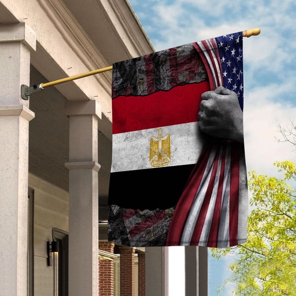 Hand Pulling American Flag Egypt Egyptian Root Patriot House Flag, Double-Sided Decorative Outdoor Flag, Polyester Yard Flag 29.5 x 39.5 in