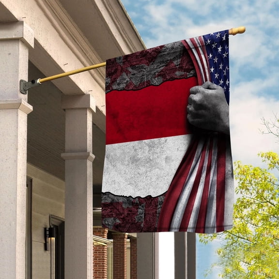 Hand Pulling American Flag Indonesia Indonesian Root Patriot Garden Flag, Double-Sided Decorative Outdoor Flag, Patriotic Polyester Yard Flag 12 x 18 in