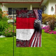 Hand Pulling American Flag Indonesia Indonesian Root Patriot House Flag, Double-Sided Decorative Outdoor Flag, Polyester Yard Flag 29.5 x 39.5 in