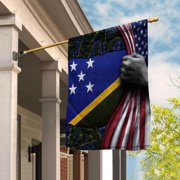 Hand Pulling American Solomon Islands Islander Root Patriot House Flag, Double-Sided Outdoor Yard Decor 29.5 x 39.5 Inch