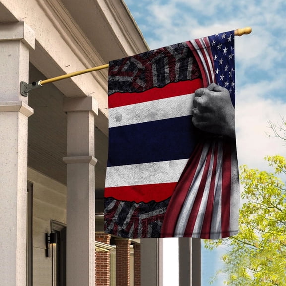 Hand Pulling American Flag Thailand Thai Root Patriot Garden Flag, Double-Sided Decorative Outdoor Flag, Patriotic Polyester Yard Flag 12 x 18 in
