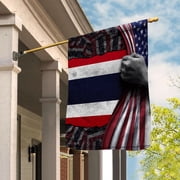 Hand Pulling American Flag Thailand Thai Root Patriot Garden Flag, Double-Sided Decorative Outdoor Flag, Patriotic Polyester Yard Flag 12 x 18 in