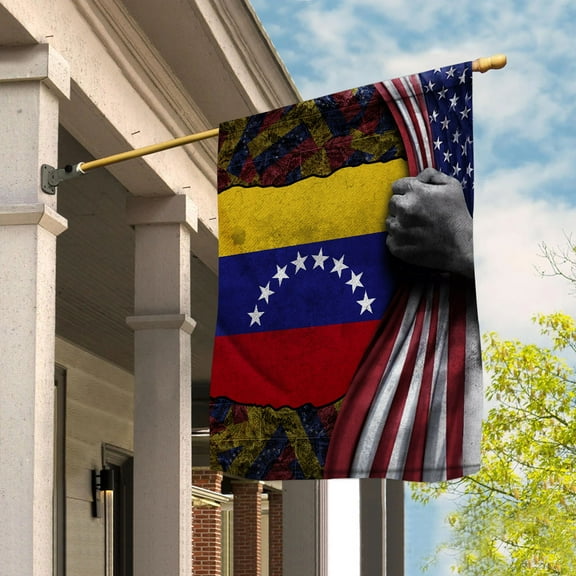 Hand Pulling American Flag Venezuela American Flag Venezuelan Root Patriot House Flag (29.5x39.5) Double Sided-USA Flags Premium Polyester-Decorative Indoor Outdoor Flag