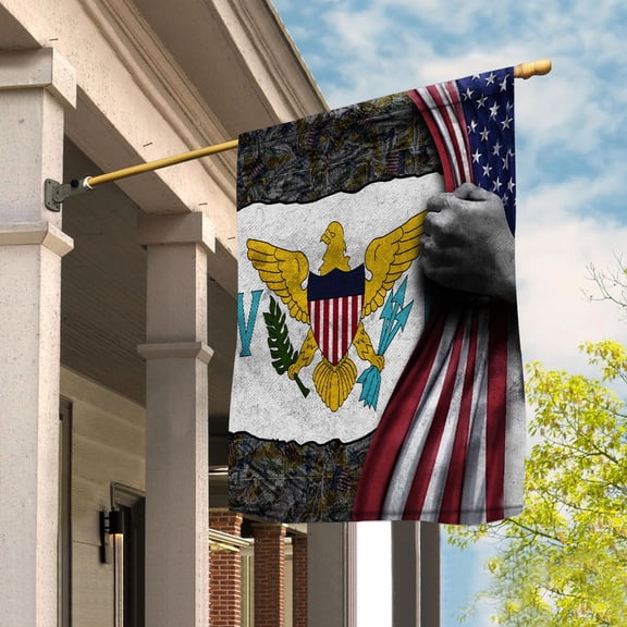 Hand Pulling American Flag Virgin Islands American Flag Virgin Islanders Root Patriot Garden Flag (11.5x17.5) Double Sided-USA Flags Premium Polyester-Decorative Indoor Outdoor Flag