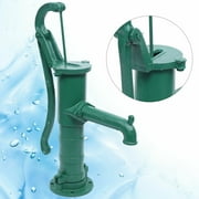 Cncest Hand Pump Outdoor Patio Pond Well Jug Press Suction Cast Iron, Green