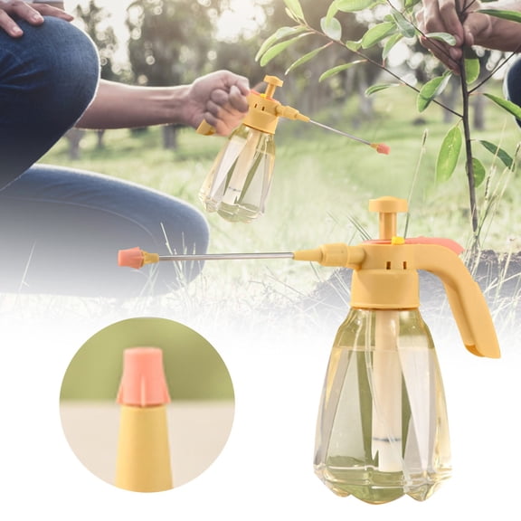 Hand Pump Sprayer Bottle 1.5L 0.4 Gal for Garden Indoor Outdoor Home with Adjustable Nozzle of Mist Setting with Lock Switch(Yellow)