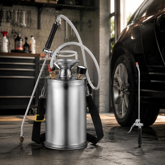 Hand Pump Sprayer, Stainless Steel Tank, 1.5 Gal Capacity, 16 in Wand, Pressure Gauge, Safety Valve