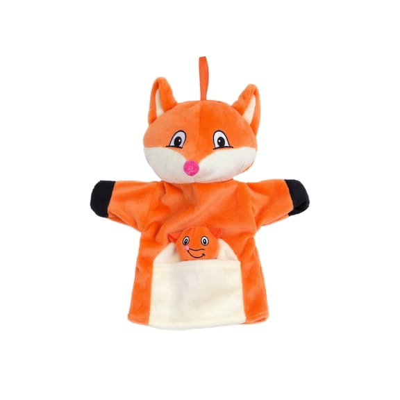 Hand Puppet Soft Plush Fox Set 2 Pcs Parent Child Interactive Play Toys with Pocket for Toddlers Storytelling Preschool Teaching Birthday Party Favor Gifts