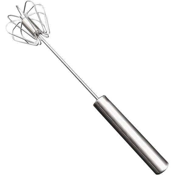Hand Push Egg Whisk, Mini Egg Hand Push Rotary Whisk, Stainless Steel Semi-Automatic Handhold Push-Type Egg Beater, Non-Electric Household Silent Blender for Blending, Whisking, Beating & Stirring