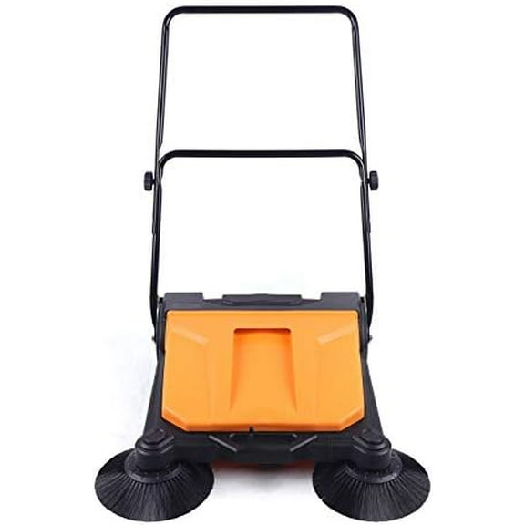 Hand Push Floor Sweeper, 26 Inch 15L Walk-Behind Outdoor and Indoor Push Carpet Sweeper Industrial Manual Push Sweeper Foldable Push Cleaner for Street Garden Warehouse Sweeping Cleaning