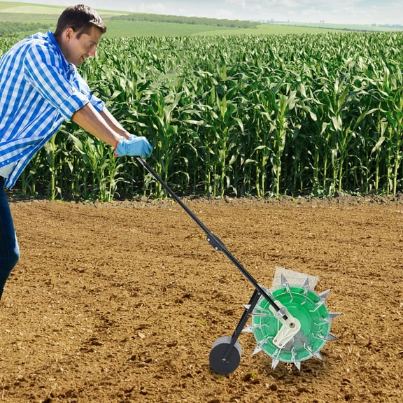 Hand-Push Roller Seeding & Fertilizer Applicator for Precision Planting, Easy to Use, Ideal for Corn, Soybeans, Small Terraces, and Hillsides