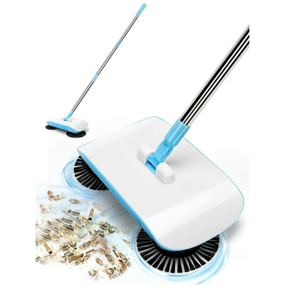 Hand Push Sweeper,3 in 1 Household Cleaning Manual Sweeper Carpet for Floor,Broom and Dustpan for Floor Cleaning with Microfiber Mop Pads