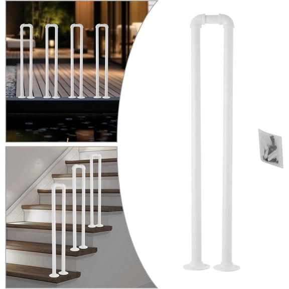 Hand Rail 85cm/2.8ft Matte White U-Shaped Handrail Porch Railing Decorative Industrial Handrail, Non-Slip Stair Railing for Garden Loft Corridor