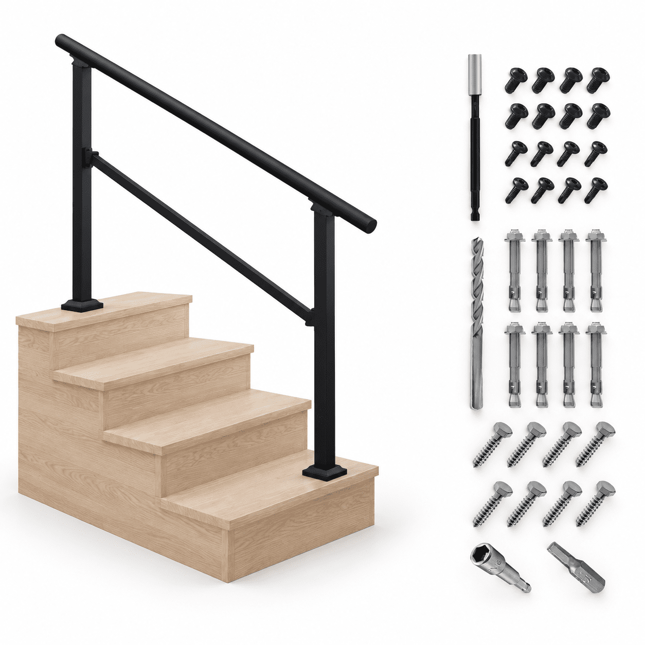 Outside Hand Railing Posts Hand Rails For Outdoor Steps 4 Step Stair Railing Kit - Walmart.com