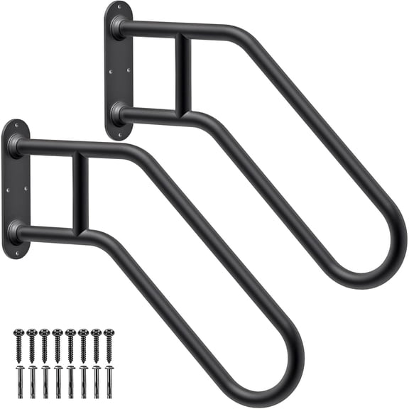 Runstore Hand Rails for Outdoor Steps & Elderly, Heavy Duty Wall Mount Stair Railing Grab Bars for Garage, Porch, Garden (Dia 1.3" Pipe, 2 pack)