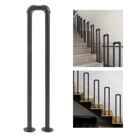 Hand Rails for Outdoor Steps, Matte Black U Shaped Handrails for Indoor Stairs, Non-Slip Stair Railing Industrial Wrought Iron Railing for Stairs Garden Loft Corridor, 2.78ft