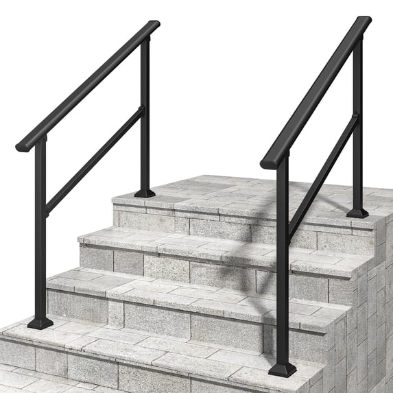 Hand Rails for Outdoor Steps, Step Handrail 2 Pack - Wrought Iron ...