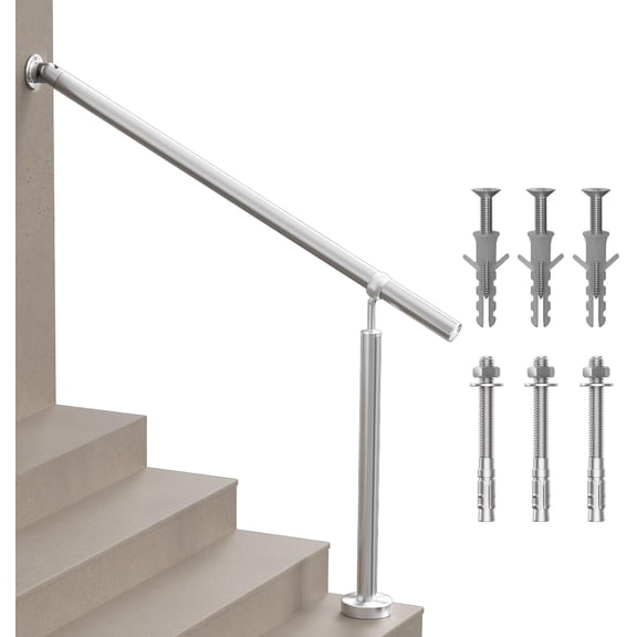 Hand Rails for Steps, Stainless Steel 304 Single Post Stair Handrail Wall Mount, Indoor Outdoor Stair Railing Kit, Porch Safety Grab Rail Bar for Seniors