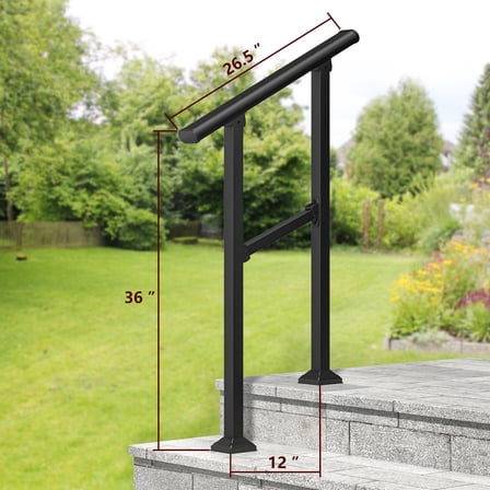 Hand Rails for Outdoor Steps, 1-2 Step Handrail 2 Pack,