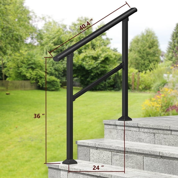 Hand Rails for Outdoor Steps, 2-3 Step Handrail 2 Pack,