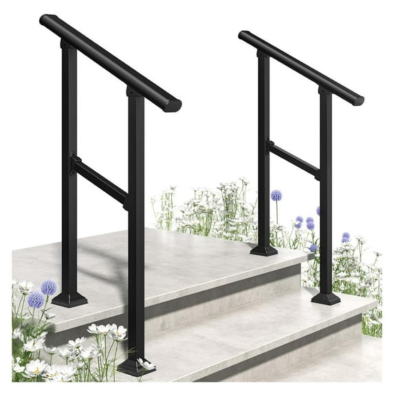 Hand Rails for Outdoor Steps, 2 Step Handrail 2 Pack, Outdoor Handrail Stair Railing Kit, Safety Hand Rails for Seniors